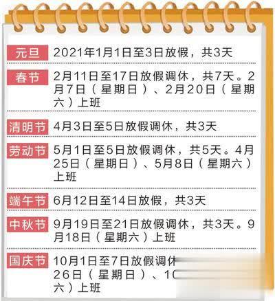 春节放假2021安排时间表〃春节放假安排日期-第2张图片